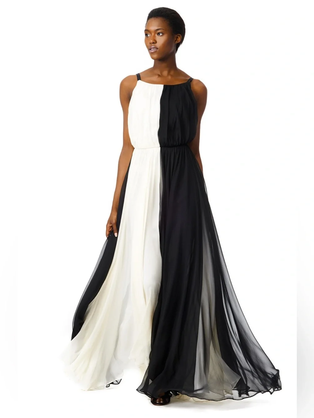 Milly Black and Cream Contrast Evening Dress - Picture 1 of 12
